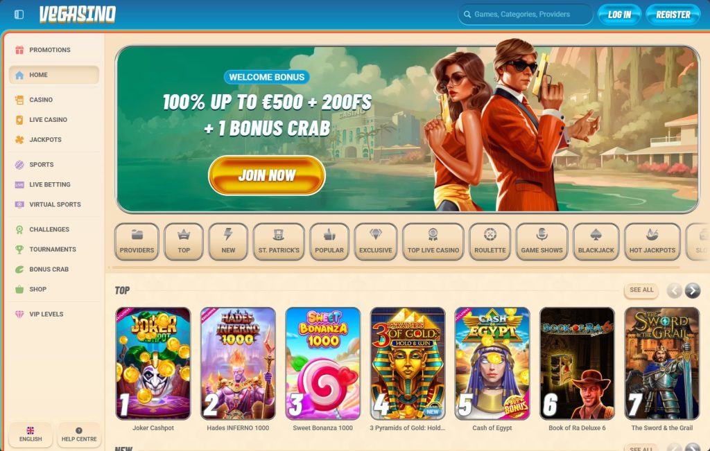 Vegasino interface